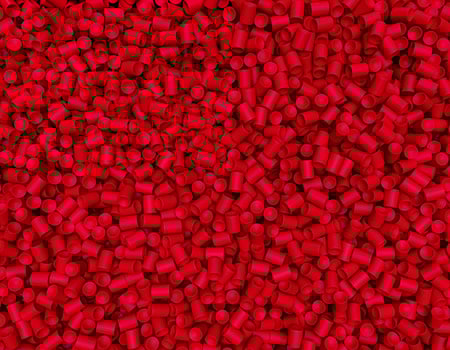 PVC Plastic granules Background Polymer Red plastic beads resin polymer pallet plastic resin 3d illustration photo