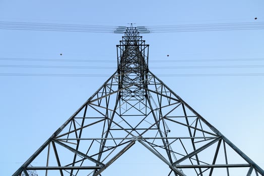 High voltage tower, Electricity transmission power lines photo