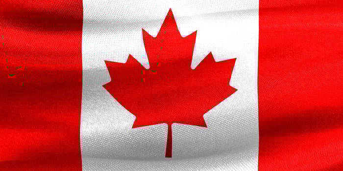 Canada flag - realistic waving fabric flag photo