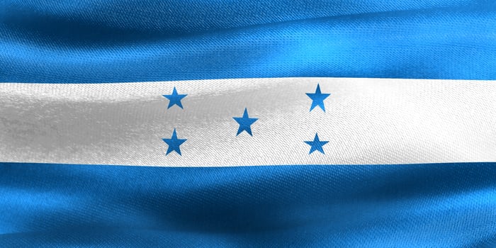 3D-Illustration of a Honduras flag - realistic waving fabric flag photo