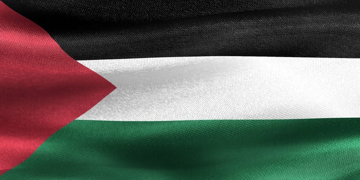 3D-Illustration of a Palestine flag - realistic waving fabric flag photo