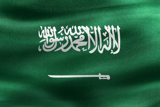 3D-Illustration of a Saudi Arabia flag - realistic waving fabric flag photo