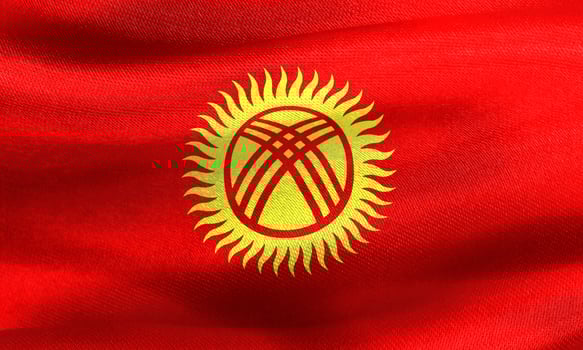 3D-Illustration of a Kyrgyzstan flag - realistic waving fabric flag photo