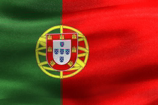 3D-Illustration of a Portugal flag - realistic waving fabric flag photo