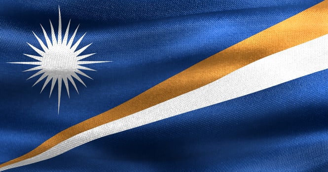 3D-Illustration of a Marshall Islands flag - realistic waving fabric flag photo