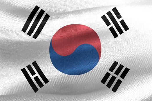3D-Illustration of a South Korea flag - realistic waving fabric flag photo