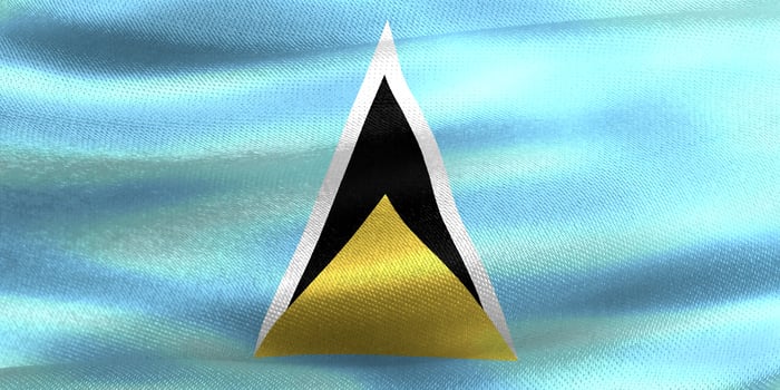 3D-Illustration of a Saint Lucia flag - realistic waving fabric flag photo