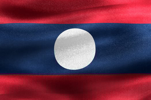 3D-Illustration of a Laos flag - realistic waving fabric flag photo