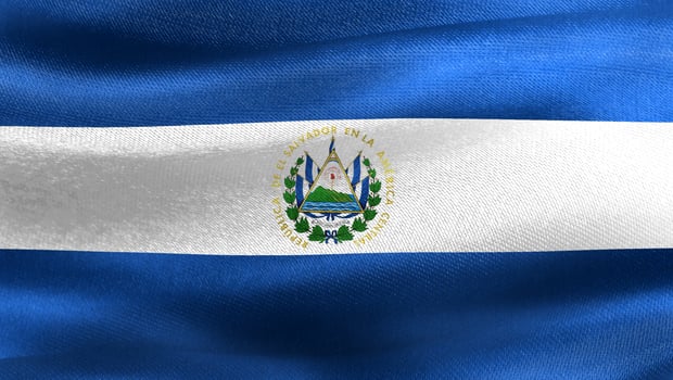 3D-Illustration of a El Salvador flag - realistic waving fabric flag photo