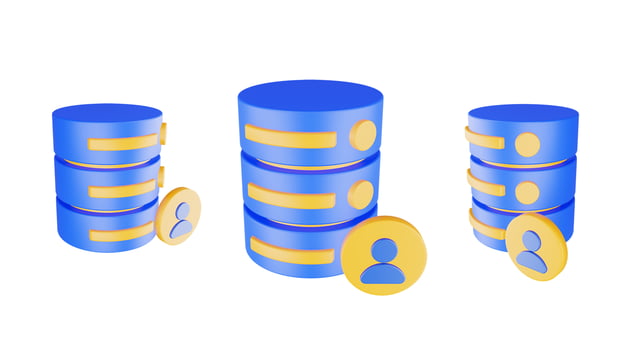 3d render database server icon with people icon isolated photo