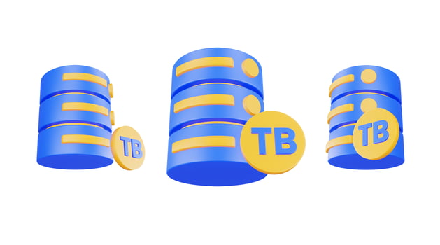 3d render database server icon with terabyte icon isolated photo