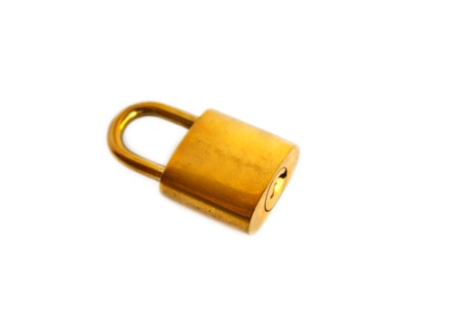 golden padlock isolated on white background photo