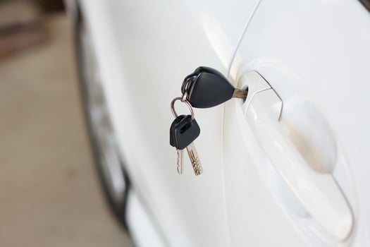 Car keys left in the car door photo