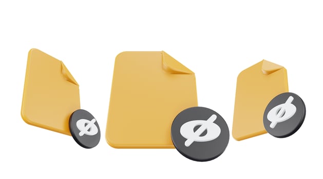 3d render file unseen icon with orange file paper and black unseen photo