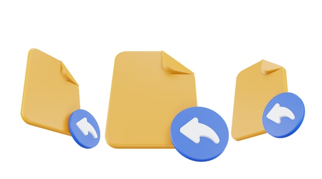 3d render file next icon with orange file paper and blue next photo