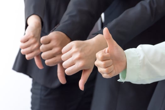 Group of Business show dislike or unlike thumbs down hand photo