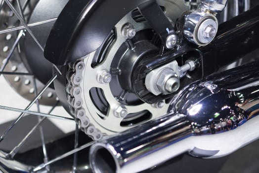 rear chain and sprocket of motorcycle wheel photo