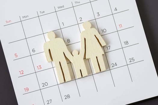 white icon family on calendar, Family concept photo