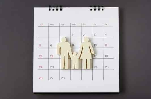 white icon family on calendar, Family concept photo