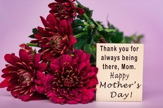 Wishes and concept of Mother's day greeting design with flower bouquet. photo