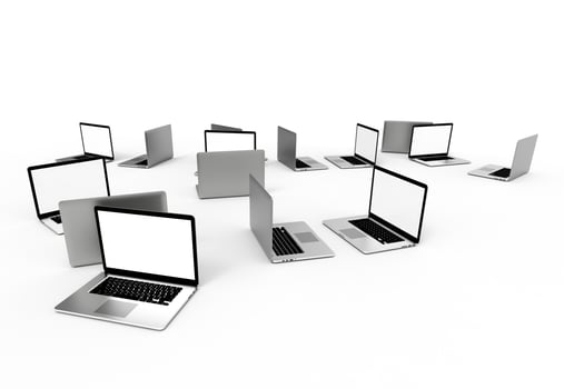 Modern laptop  isolated on white background. 3D Illustration. photo