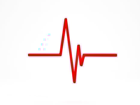 3D rendering, 3D illustration. red heart beat monitor pulse line icon on white background. Medical icon for medical apps and websites. photo