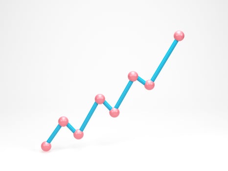 3D rendering, 3D illustration. Line graph isolated on white background. Concept of economy graph, histograms, statistics photo