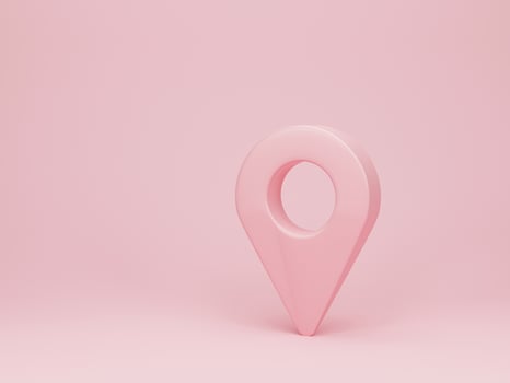 3d rendering, 3d illustration. Location map pin gps pointer markers. Map pointer on pink background. photo