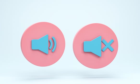 3D rendering, 3D illustration. Speaker volume icon. Design element for audio equipment, social media, website or mobile app photo