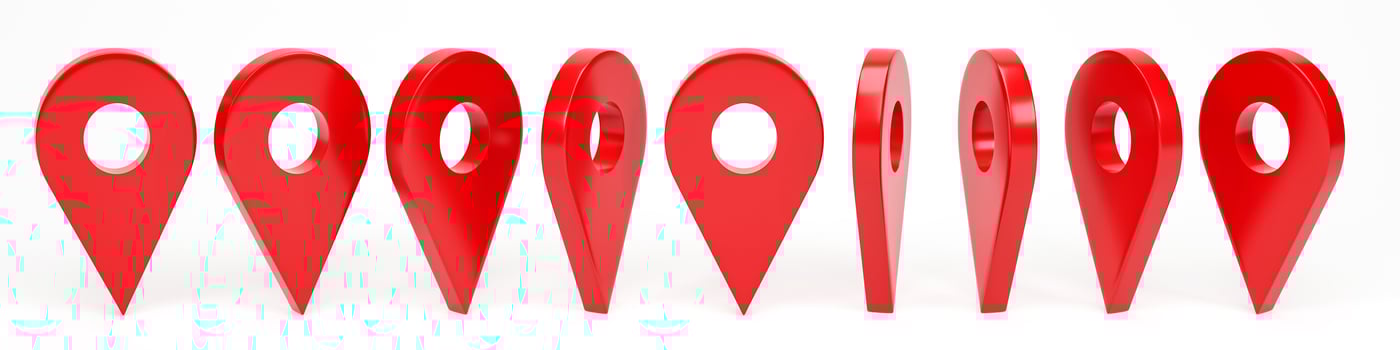 3D rendering, 3D illustration. Set of location points isolated on white background. Idea for maps and navigation apps. red map pointers symbols. photo