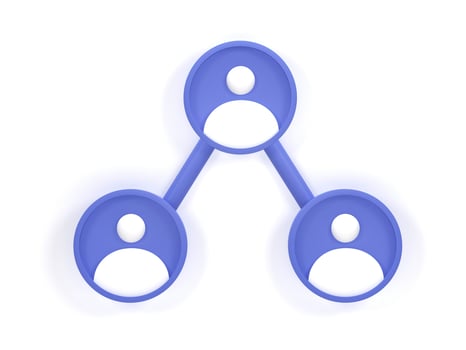 3D rendering, 3D illustration. Business communications, corporation icon. Simple people network icon photo