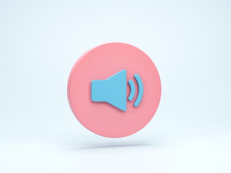 3D rendering, 3D illustration. Speaker volume icon. Design element for audio equipment, social media, website or mobile app photo