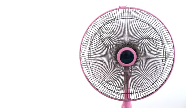 dirty electric fan on white background photo