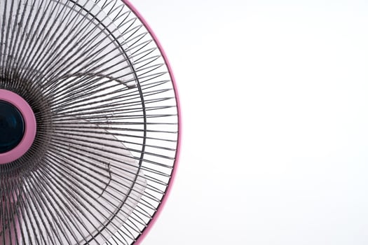 dirty electric fan on white background photo