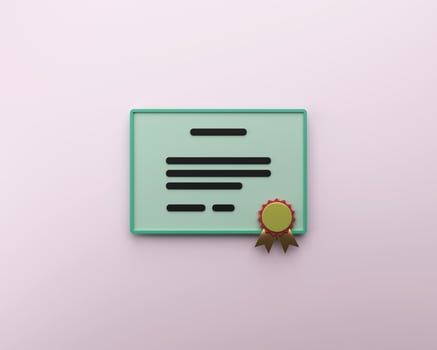 Minimal certificate or testimonial 3D render illustration photo
