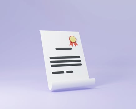 Minimal certificate or testimonial 3D render illustration photo