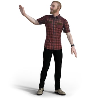 Nice bearded and blond man in lumberjack style in 3D illustration photo