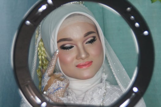Beautiful Indonesian Muslim bride. photo