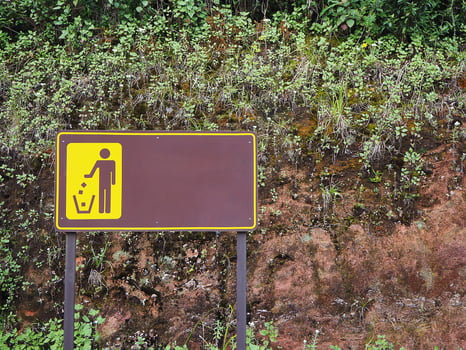 Prohibited sign of no littering in the park photo