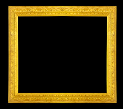 Gold frame on black background. photo