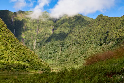 Grand Etang and the Bras d'Annette waterfalls in Reunion Island photo