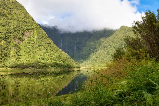 Grand Etang and the Bras d'Annette waterfalls in Reunion Island photo