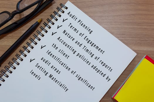 Text on notepad with yellow note and study glasses. Business concept photo