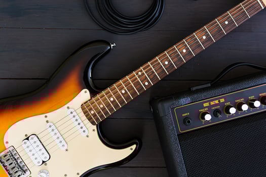Electric guitar on dark background photo