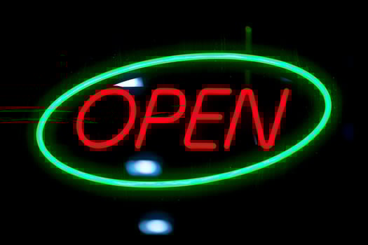 Open neon light sign photo