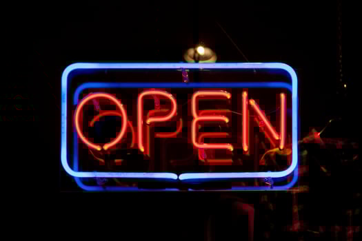 Open neon light sign photo