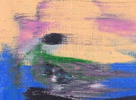 Artist's palette with mixed oil paints, macro, colorful stroke texture on canvas, abstract art background photo