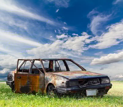 Car fire damages under the heaven. photo