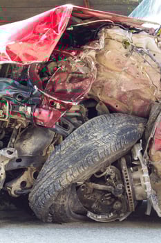 Wheeled blast crumpled steel. photo