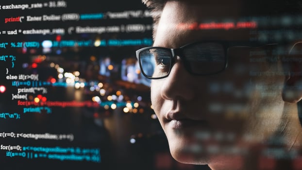 Close-up of software engineers, programmers and cybersecurity technology, website design and social security, software development, application, technology innovation using Big Data concept. photo
